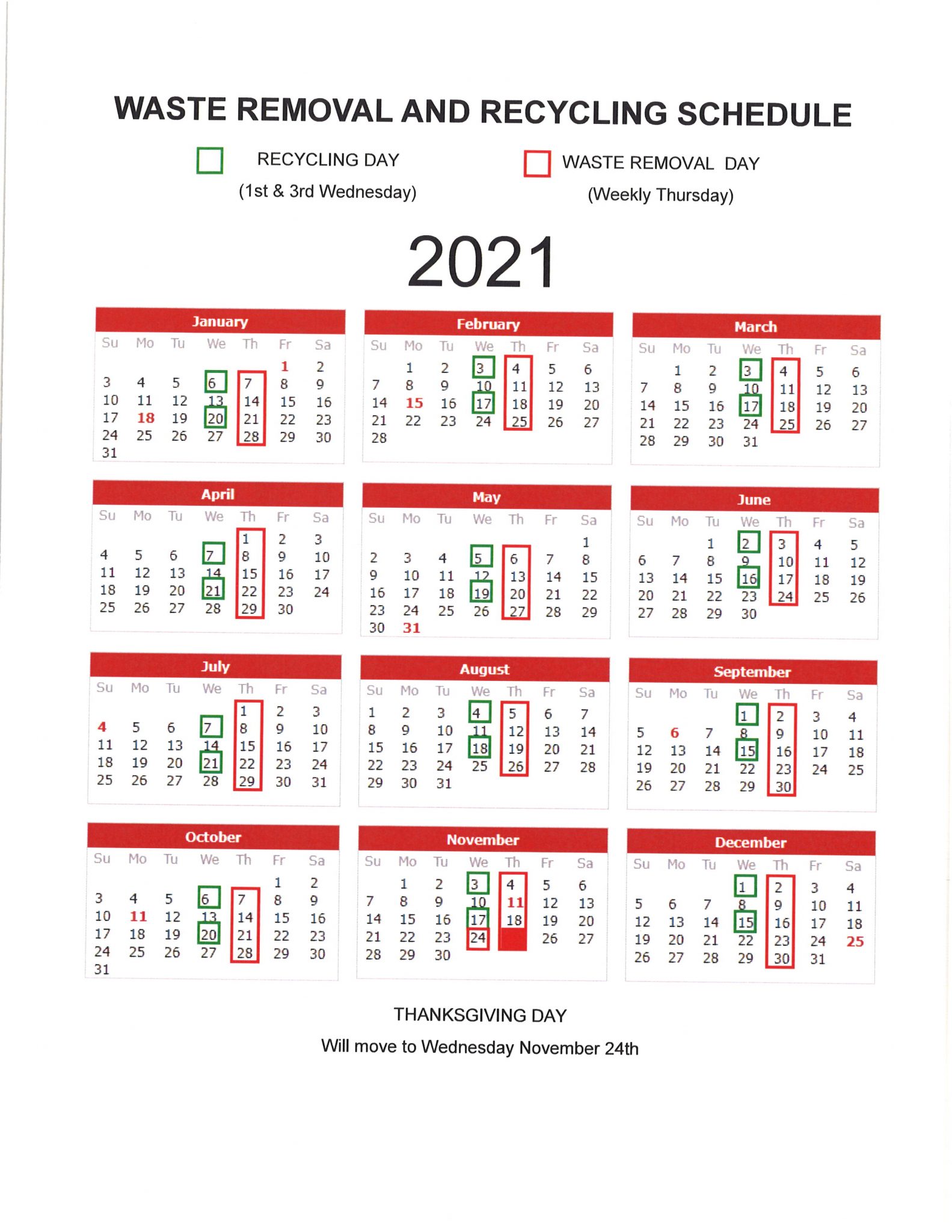 Smithtown Recycle Calendar Printable Template Calendar