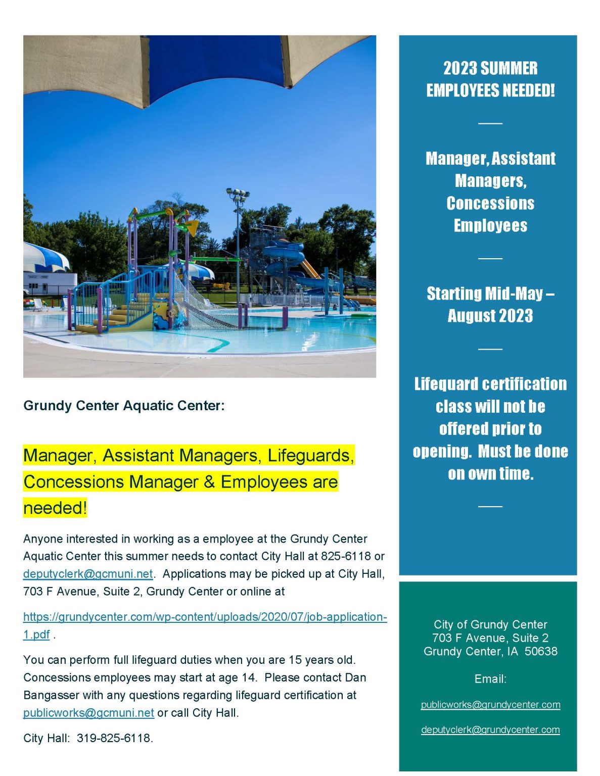 Employment City of Grundy Center