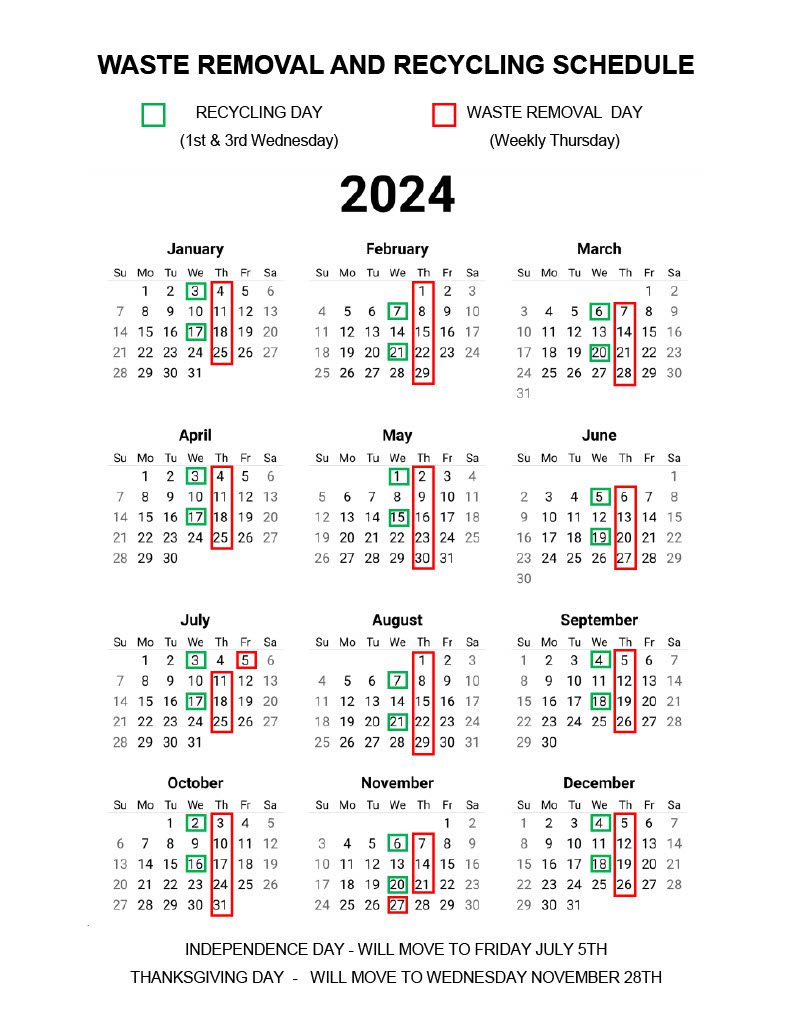 » 2024 Garbage & Recycling Calendars